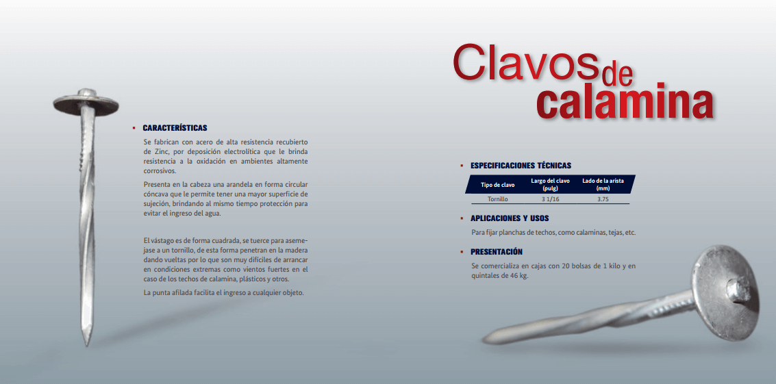 Clavos de calamina