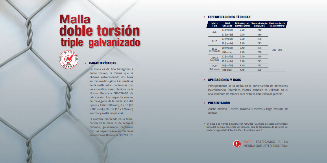 Malla doble torsión triple galvanizado