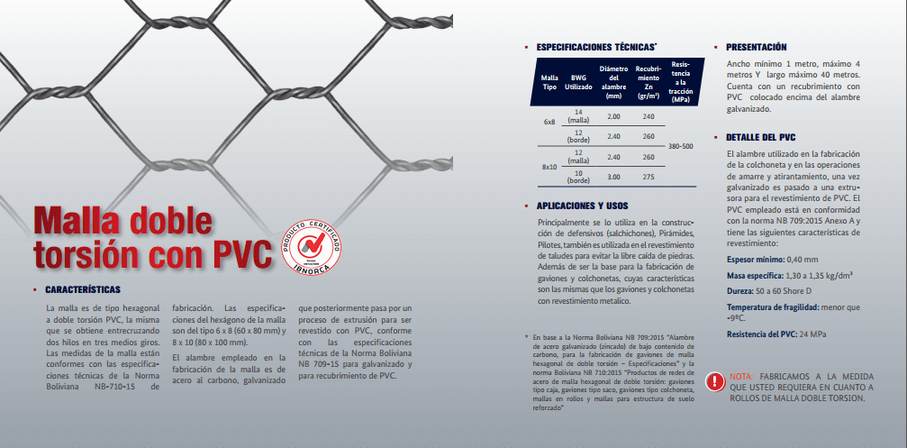 Malla doble torsión con PVC